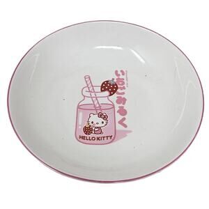 Sanrio Hello Kitty Strawberry Milk Pasta Bowl Kawaii Ceramic Pink Cute